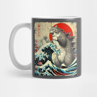 Catzilla Cat Japanese Art Funny Mug